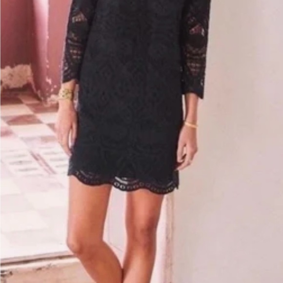 NWT Sezane Sarah Black Lace Mini Dress US 4 FR 36 - Picture 2 of 9